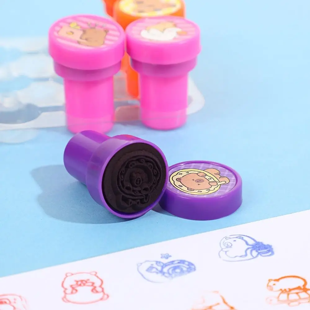 12 Teile/satz Cartoon Kunststoff Selbst-tinte Dichtung DIY Malerei Capybara Muster Capybara Briefmarken Graffiti Gestempelt Spielzeug Studenten