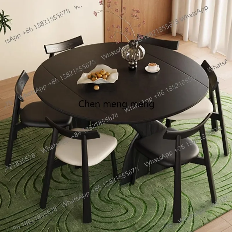 

E136 Folding Vintage Dining Table Nordic Wood Home Round Dining Table Black Antiquity Style Mesa Comedor Living Room Furniture