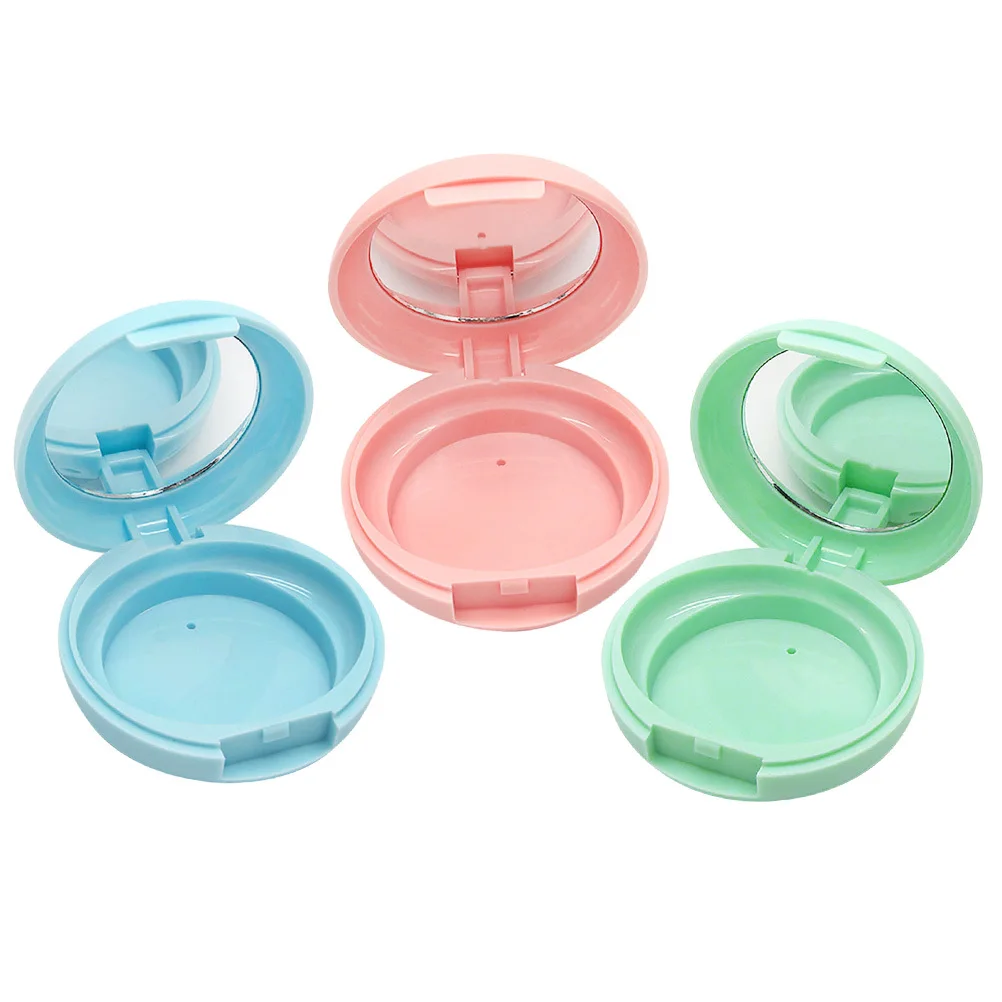

1 Set of 2pcs Refillable Empty Loose Powder Box with Mirror Makeup Case Blusher Container DIY Beauty Tool Jar (Blue, N