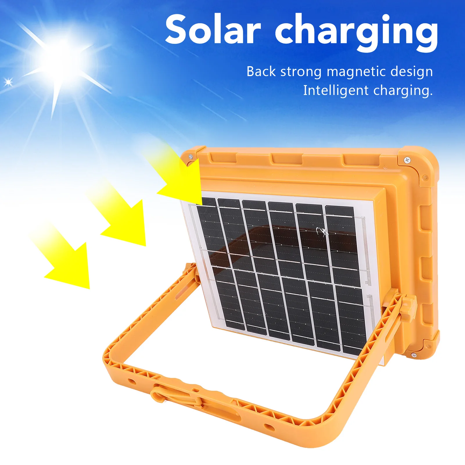 ポータブルソーラー作業灯-4モード-300w-25000lm-10000mahバッテリー充電式-ip65-led作業灯-ブラケット付き-作業用ソーラーライト