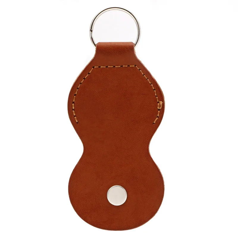 1Pc Brown Faux Leather Guitar Picks Bag Holder Container Keychain