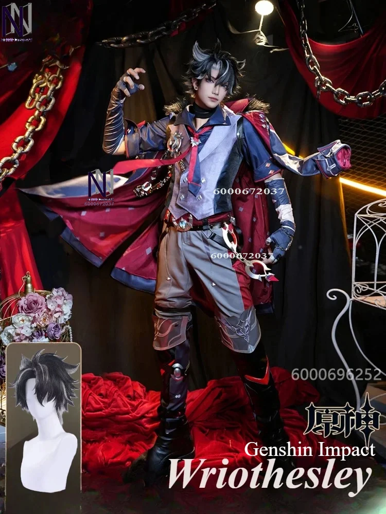 

Genshin Impact Wriothesley Cosplay Costume - Men's Fontaine Outfit with Metal Accessories: Halloween Carnival Role Play