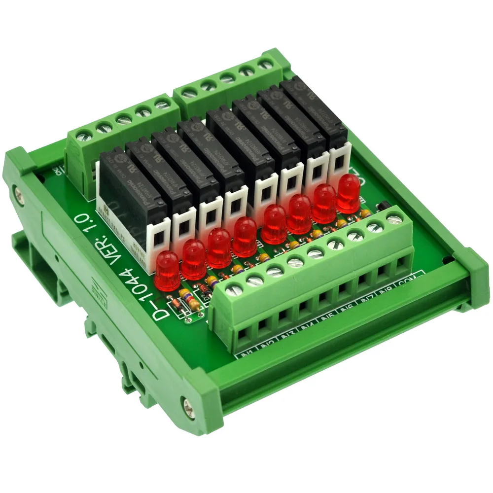 

CZH-LABS Slim DIN Rail Mount DC24V Source/PNP 8 SPST-NO 5A Power Relay Module, APAN3124