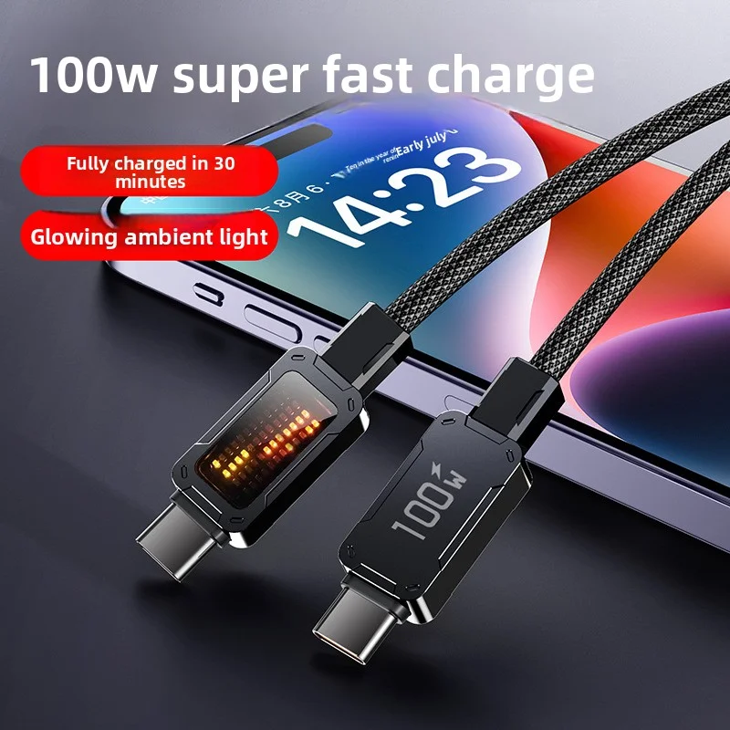 ANSEIP Neues 100-W-LED-Digitalanzeige-Schnellladekabel vom Typ C auf C für Samsung Xiaomi Redmi Huawei Schnelllade-Datenkabel USB C