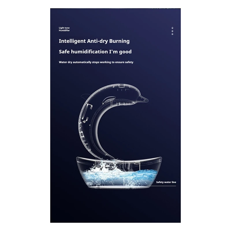 A36T-Dolphin Water Droplet Humidifier Bluetooth Speaker, Light Tone Humidifier, Colorful Lights