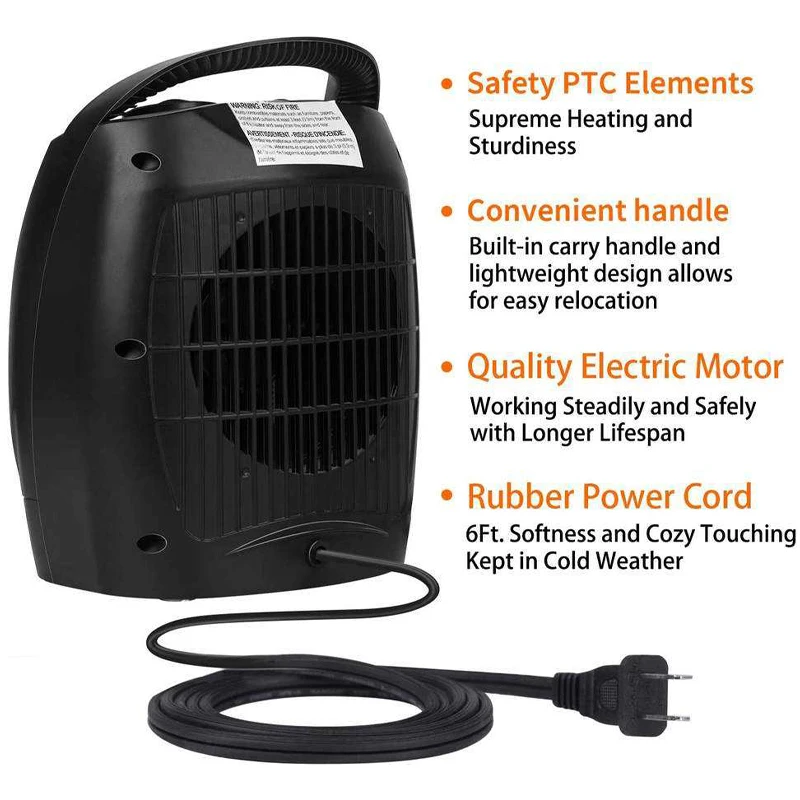 2 w 1 Mały przenośny komputer stacjonarny o dużej mocy PTC Ceramic Space Air Hot Smart Fan Heater z trybem chłodzenia do zimowego biura w domu