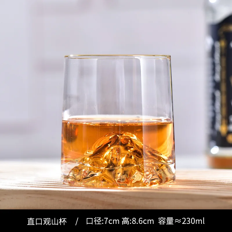 1Pcs glass Internet celebrity  household whiskey water cup beer cup Guanshan cup electroplated gold water