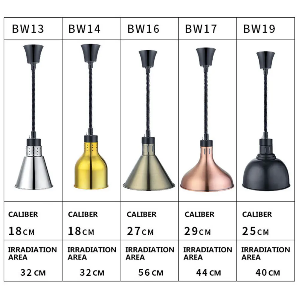 Lampada per la conservazione del calore alimentare Lampada termica elettrica Lampada per isolamento alimentare a scomparsa per buffet Strumento per il riscaldamento degli alimenti per buffet