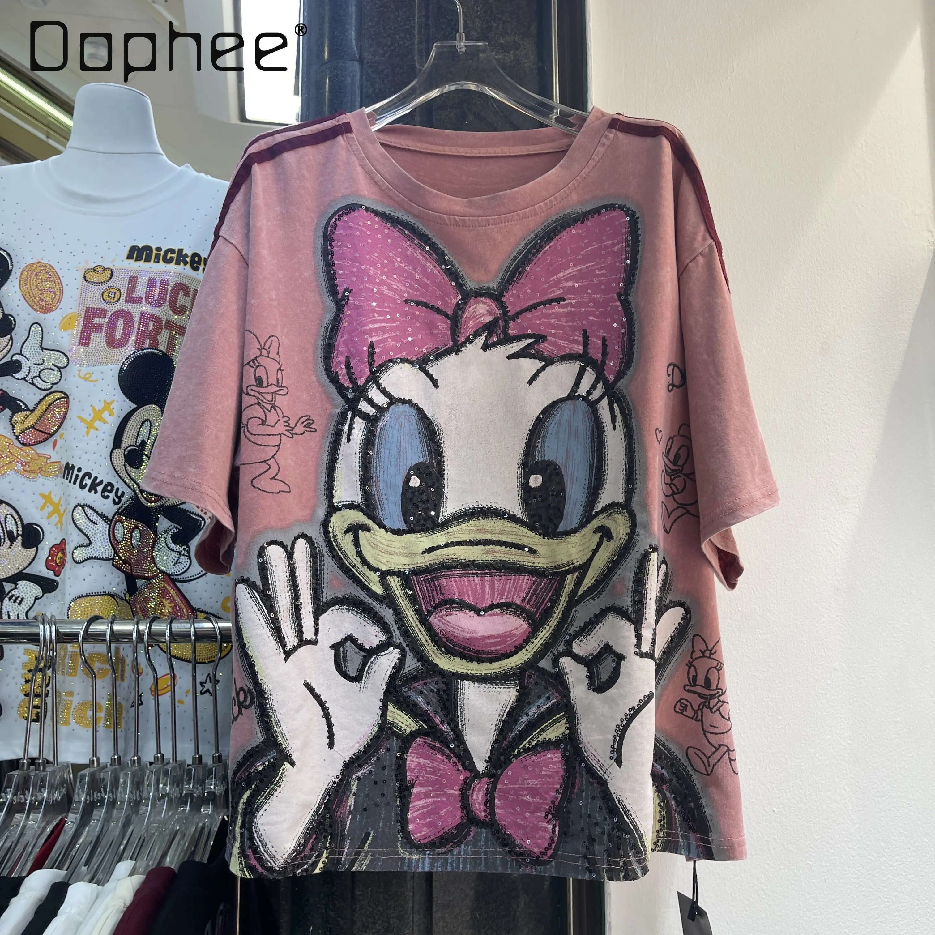 

2026 Summer New Cartoon Short-sleeve T-shirt Women's Loose Fit and Versatile Print Top Kawaii Clothes Vintage Tee
