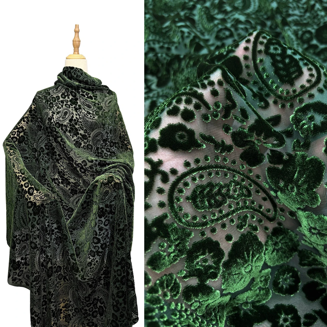 

CISULI Hollow-Out Printed Silk Velvet Fabric,40 momme,140cm/55" Width,Luxury Suits and Dress Cloth,Material For Sewing