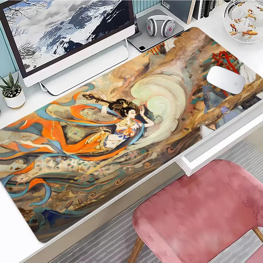 

The Objects And Figures In Dunhuang Painting Gaming Mouse Pad, Mouse Pad with Edges and Non-Slip Rubber Base, Extended Mouse Pad