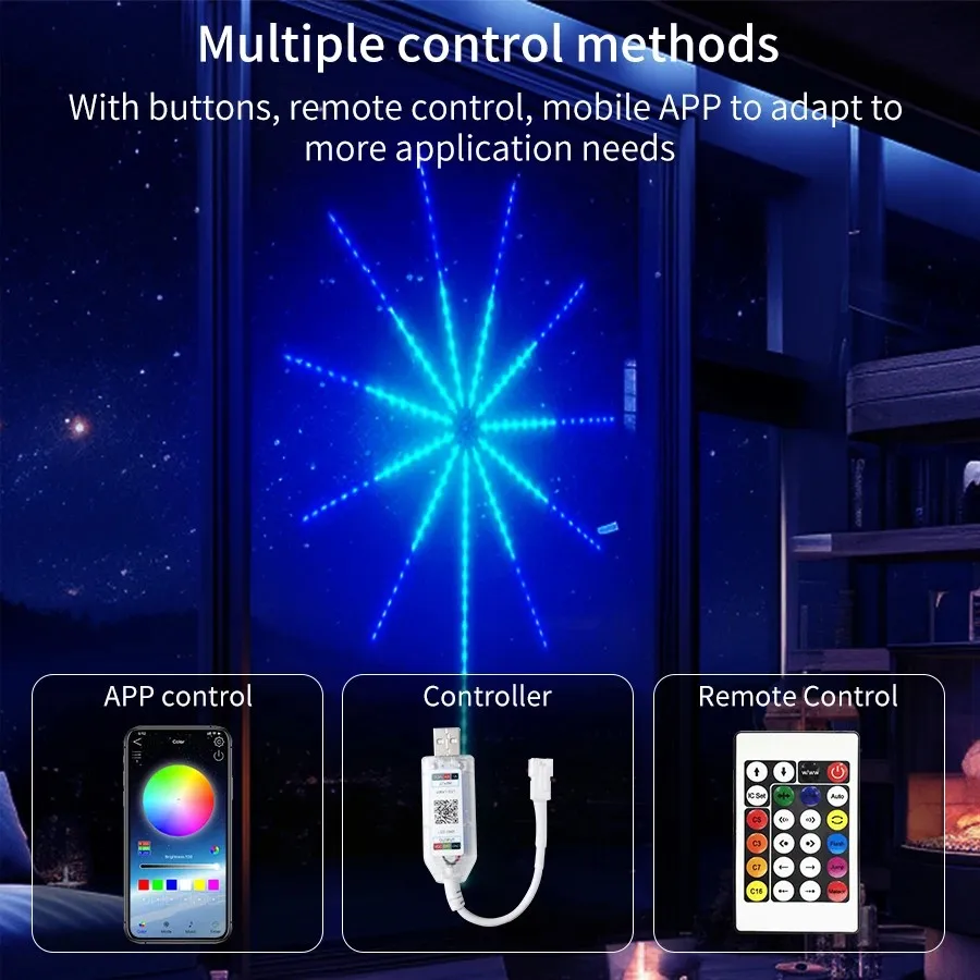 RGBIC SMD Firework Strip Lights LED Bluetooth APP Control USB 5V Changing Smart Lamp Sync Music Bedroom Decor Dream Light