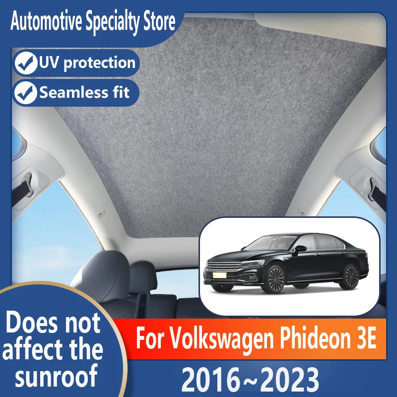 For Volkswagen Phideon 3E 2016~2023 Panoramic Sunroof Insulation Visor Electrostatic Adsorption Suede Fabric Protection Anti-UV
