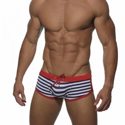Sexy Men Swimming Trunks Summer Low Waist Swimsuit Nylon Quick Dry Breathable Swimwear Striped Sport Beach Sea Surf Board Shorts
