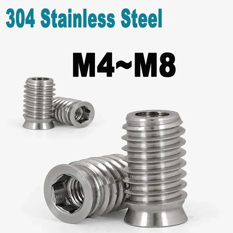 

M4 M5 M6 M8 304 Stainless Steel Embedded Furniture Nut Wood Insert Nuts Insert Thread Hex Socket Self Tapping Nut