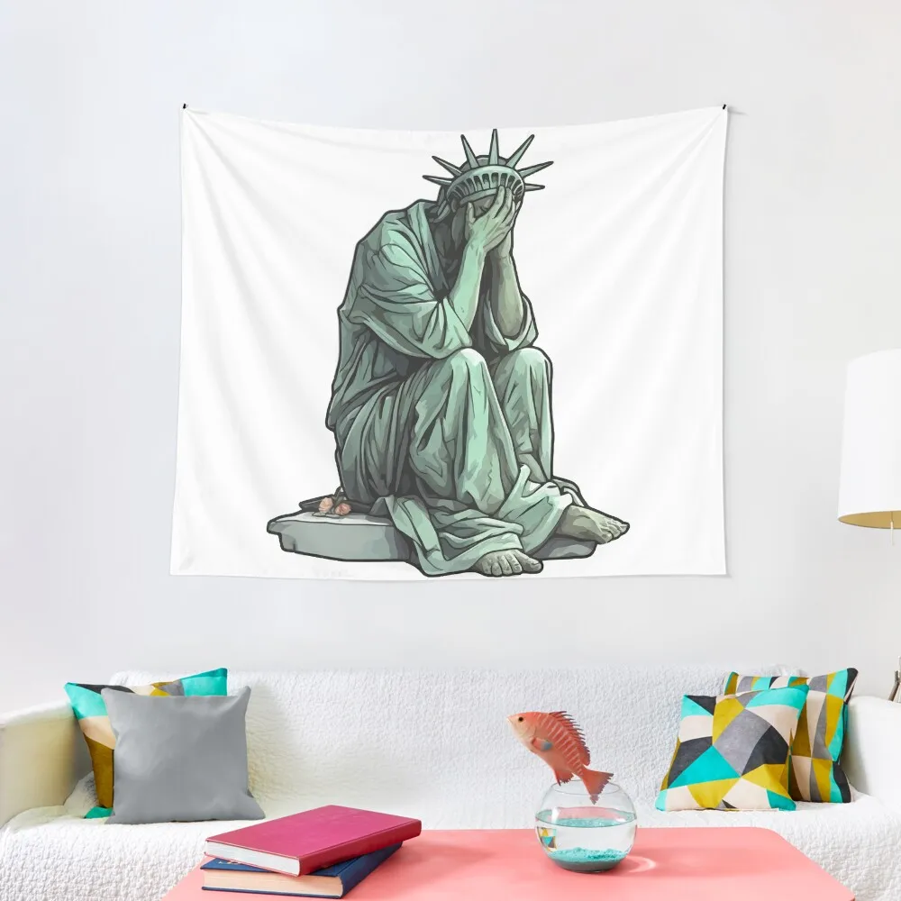 

Statue of liberty crying Tapestry Bathroom Decor Bedroom Decor Aesthetic Tapestry
