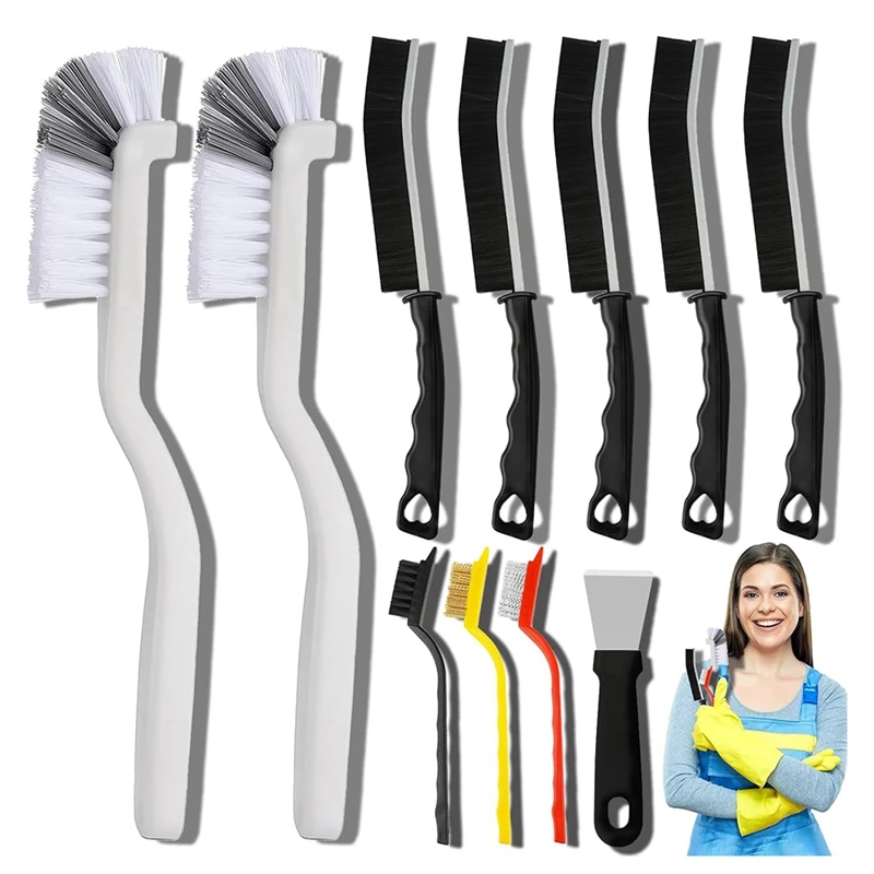 11Pcs Crevice Cleaning Brush Set,Hard Bristle Cleaning Supplies For Corner, Sink, Cup, Teapot, Bottle, Blender