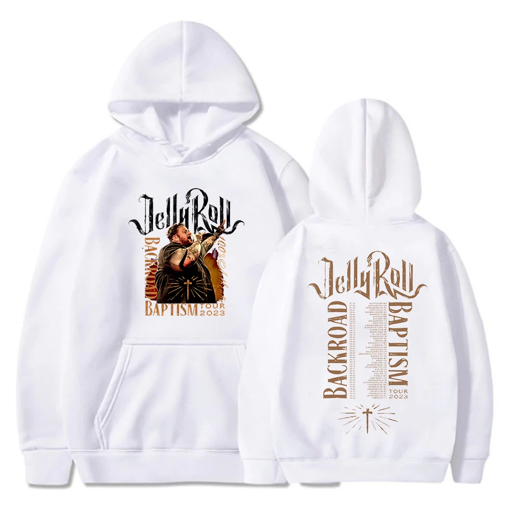 Jelly Roll Backroad Baptism Tour Hoodie Hip Hop Long Sleeve Streetwear Men Women Hooded Sweatshirt 2023 World Tour Clothes