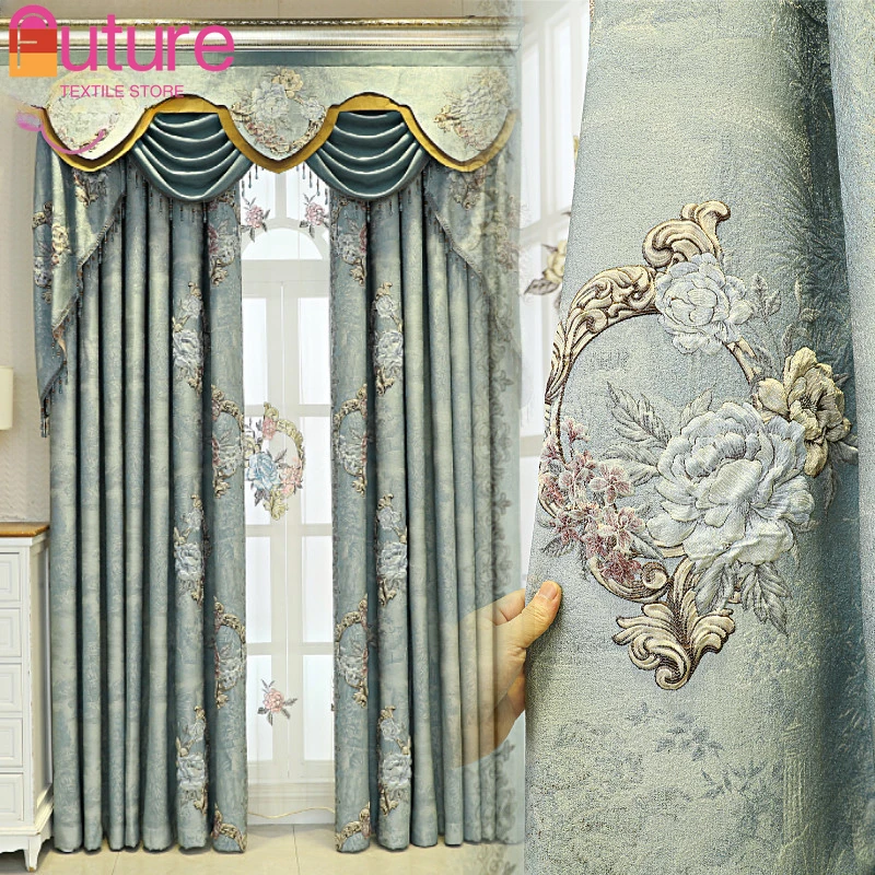 

Curtains for Living Dining Room Bedroom Light Luxury High Shading Three-dimensional Relief Jacquard Sunshade Cloth