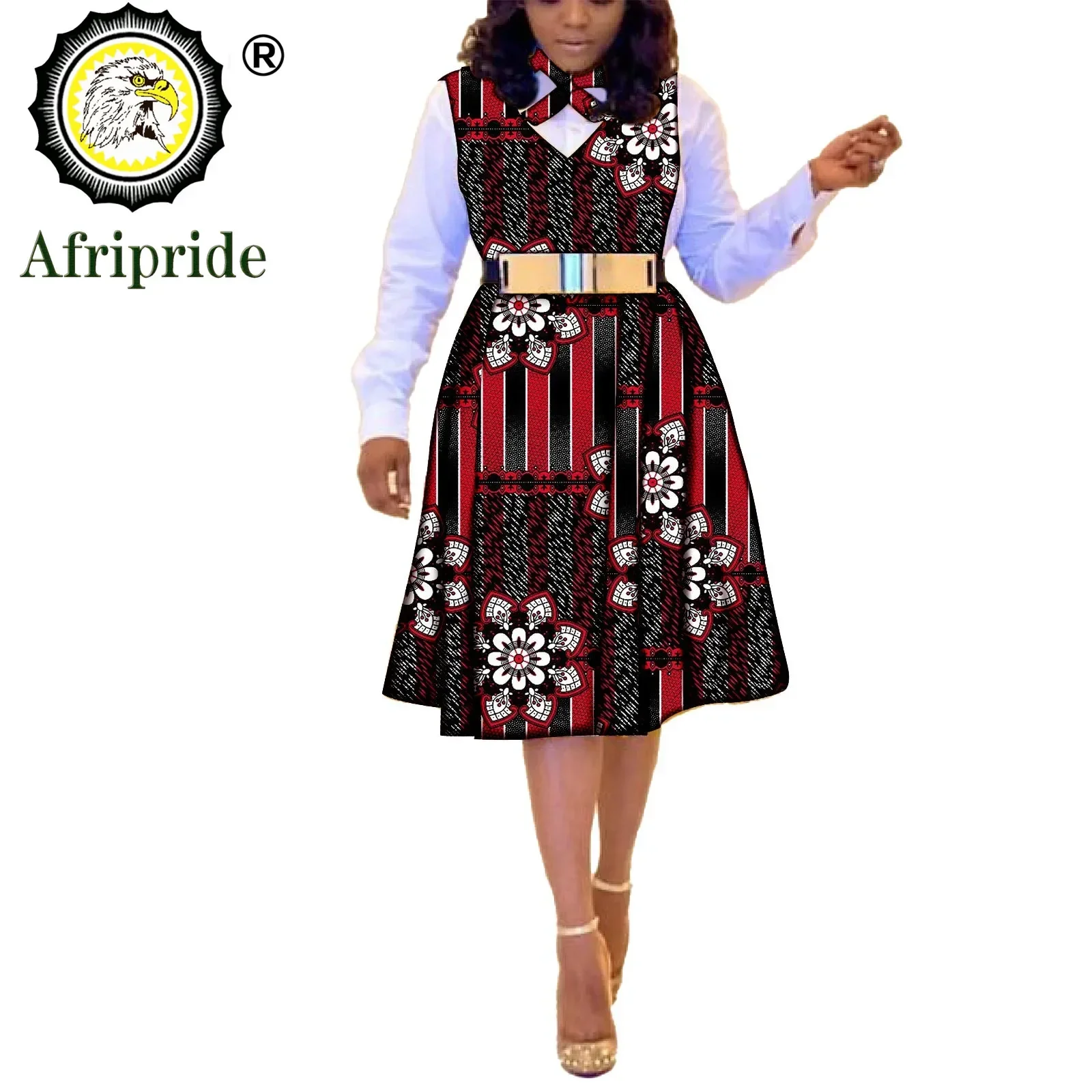 Vestidos africanos para mulheres, gravata borboleta com estampa em fósforo, manga com decote em v, roupas africanas, roupas estampadas em Ancara,