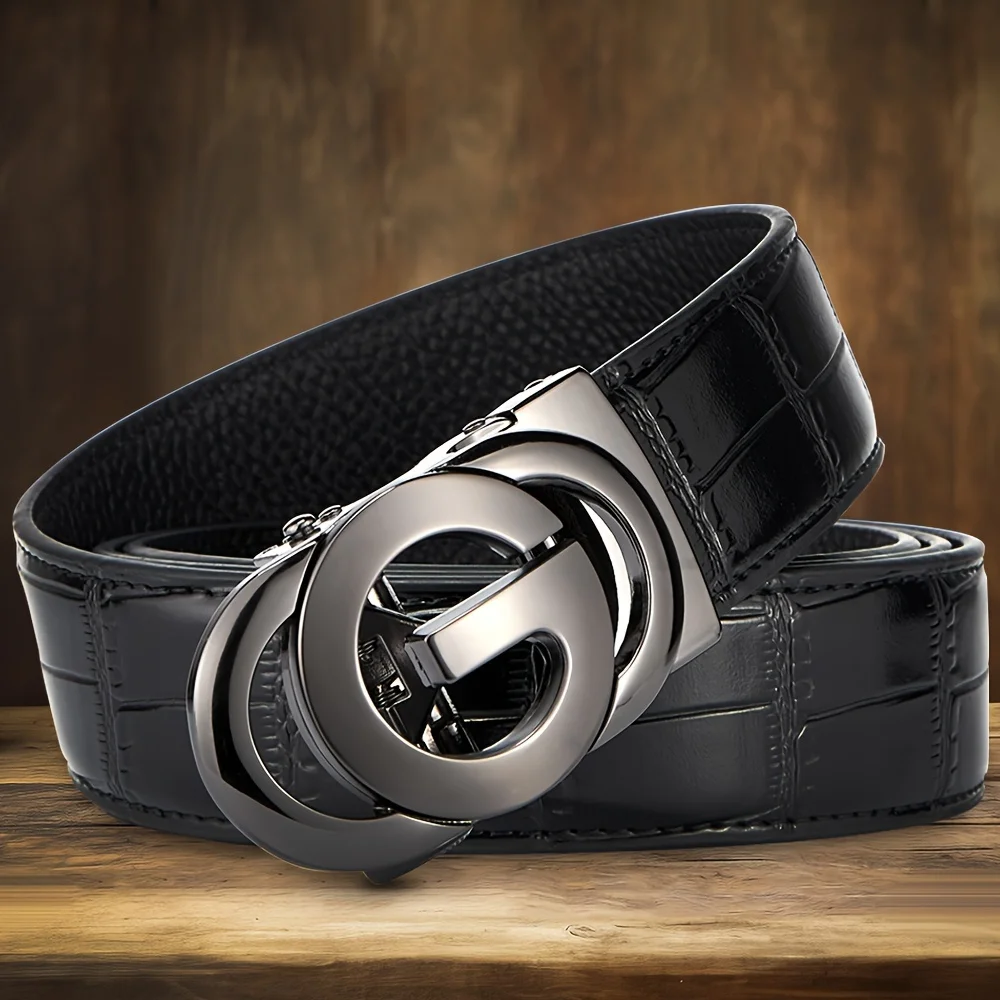 حزام رجال الأعمال الفاخر نمط التمساح سبيكة مشبك حزام جلد عالي الجودة حزام ناعم يقترن مع البدلة السراويل والجينز