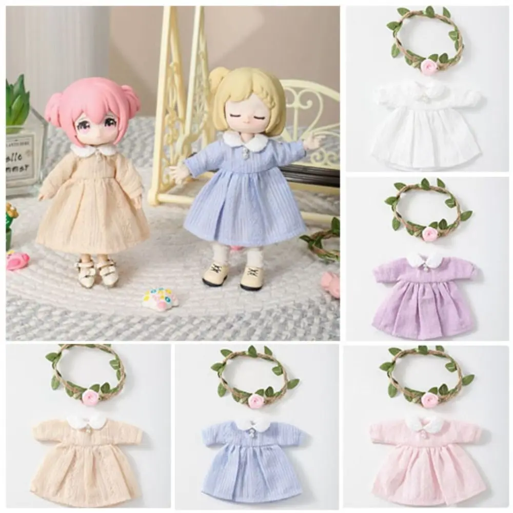 

Handmade Pure Color Dresses For 1/11 OB11 Doll Fairy Long Sleeve Outfits Dresses For 1/12 BJD Dolls DIY Doll Clothes Accessories