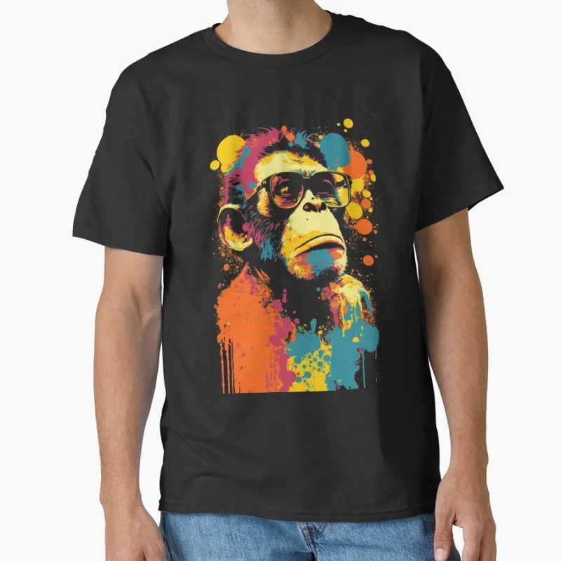 

The Cool Chimp Banksy Funky Monkey Street art Gift T shirt for man Large size Tops chimpanzee Graphic Printed Clothes