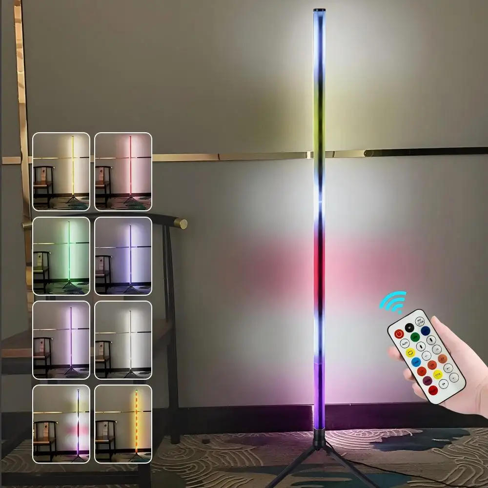 APP التحكم الذكية مصباح أرضي الزاوية ضوء قائم لغرفة المعيشة العمل مع مزامنة الموسيقى عن بعد 16 مليون تغيير لون 120 سنتيمتر