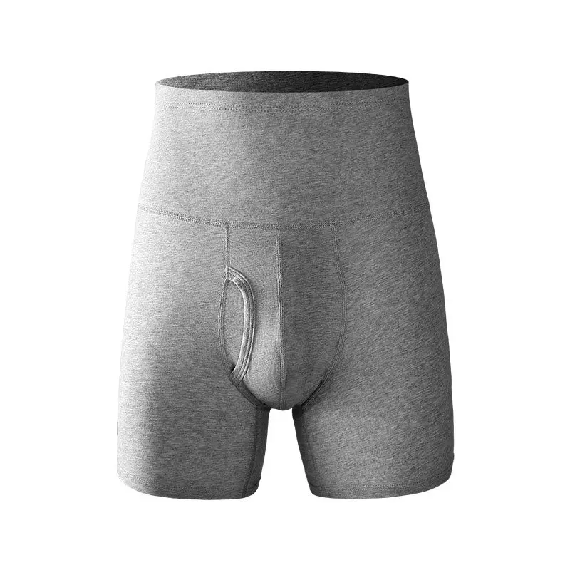 

Men Boxer Shorts Cotton Underwear Cueca Tummy Control High Waist Panties Man Solid Breathable U Convex Pouch Underpants L-6XL
