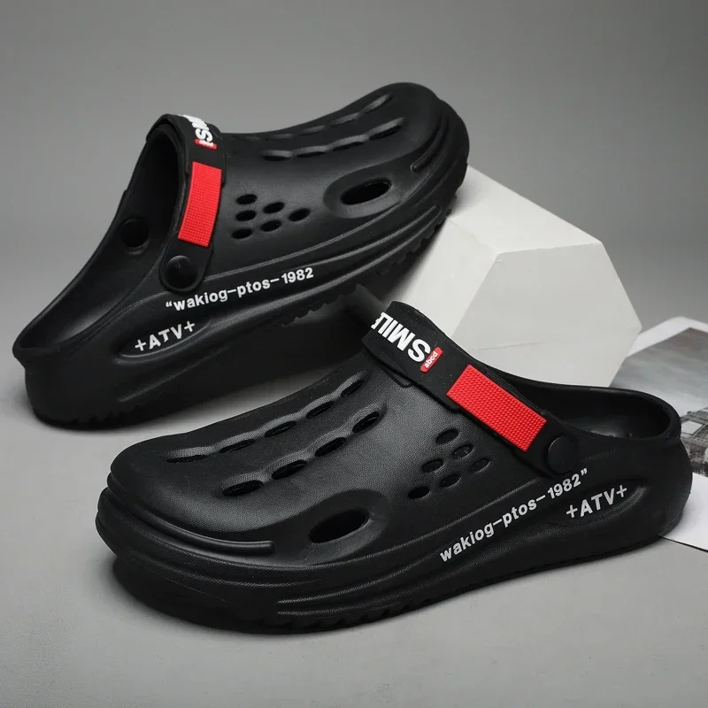 

Летние сандалии-сабо 47 размера для мужчин, шлепанцы из ЭВА с мягкой подошвой, дышащие пляжные тапочки, домашние тапочки для мужчин, уличные нескользящие тапочки