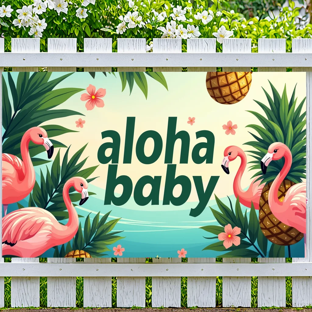 Tropical Beach Event Backdrop Festive Flamingo Hanging Flamingo Banner Fun Photo Booth Background for Picnic