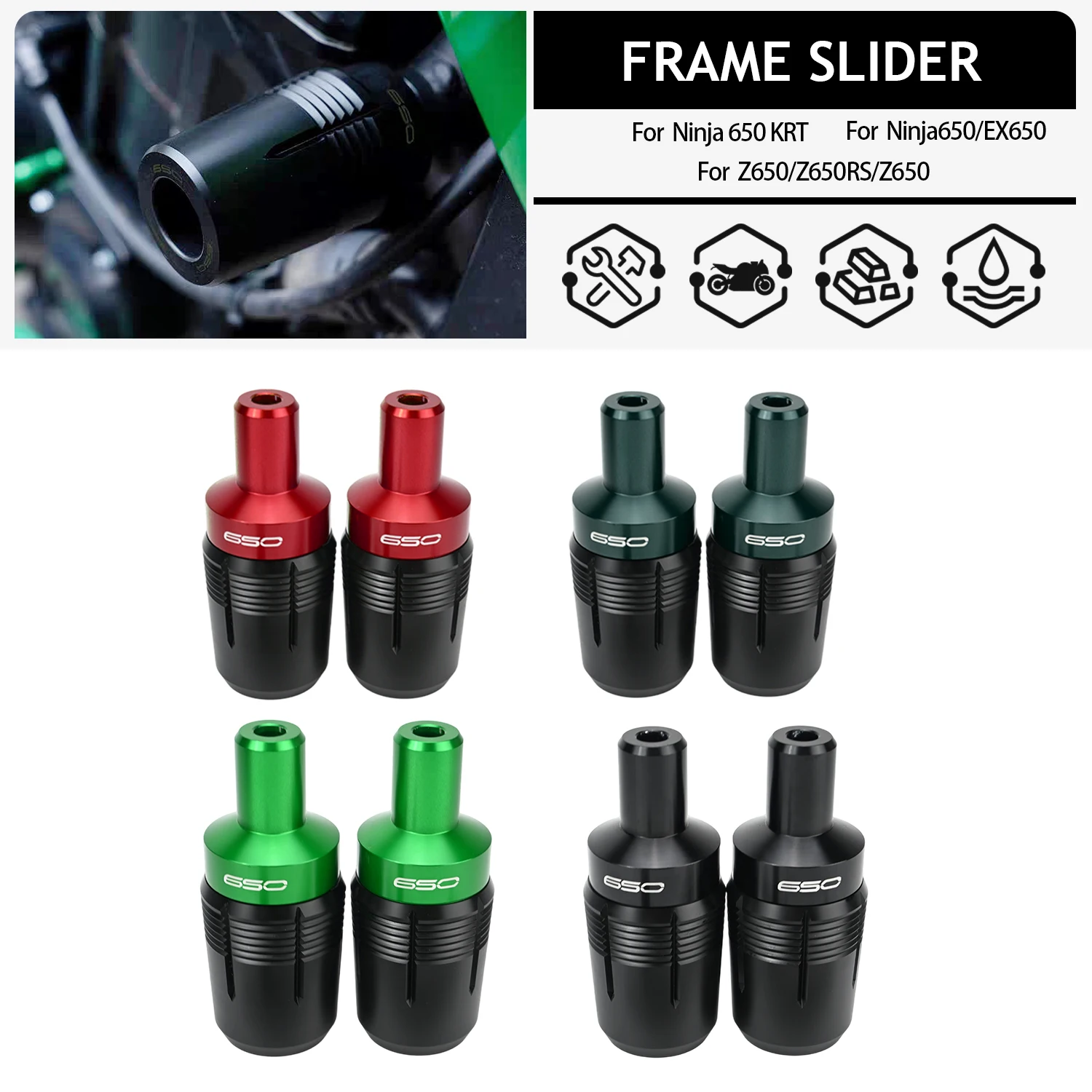 

For KAWASAKI Ninja 650 EX650 Ninja650 Z650 Motorcycle Falling Protection Part Engine Crash Protector Pad Exhaust Frame Slider