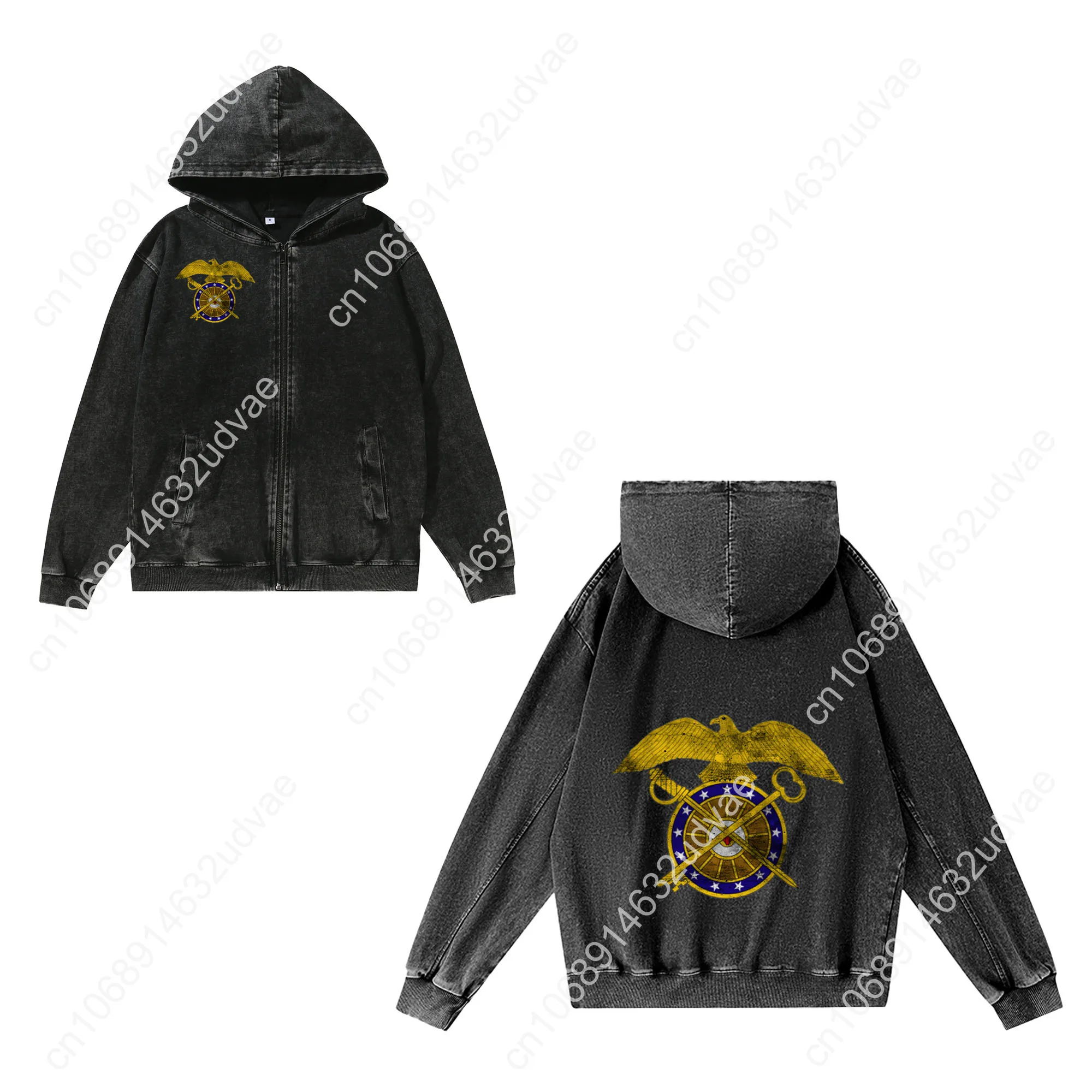 US Army Branch Quartermaster Corps Zipper Sweatshirt Man Woman Teenager Retro Hoodies Pullover Sweat Shirt Full Zip Jacket Tops