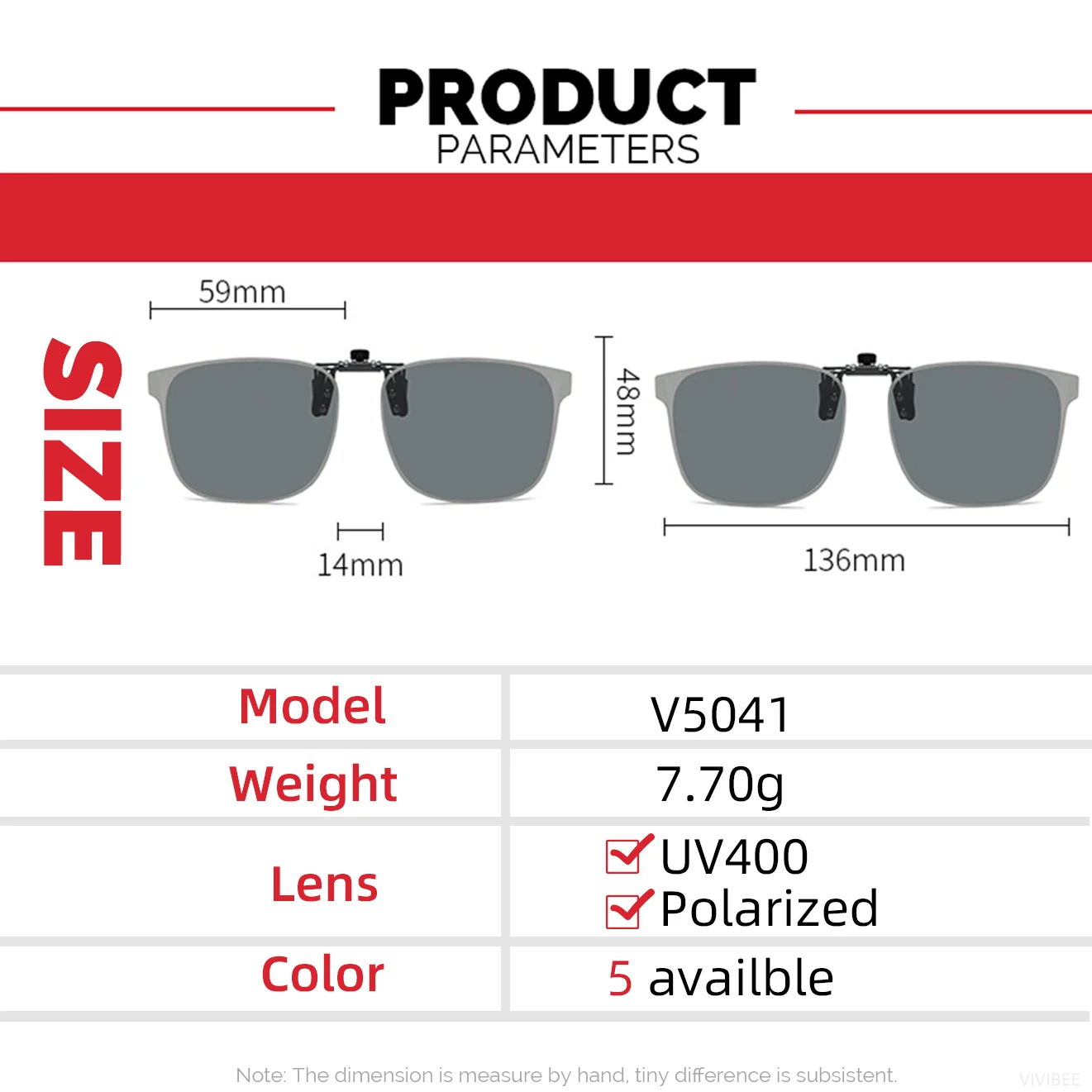 VIVIBEE Polarisierte, aufklappbare, randlose Sonnenbrille zum Aufstecken, blendfreie, quadratische Brille für Nachtfahrten, UV-Brille – Detail 8