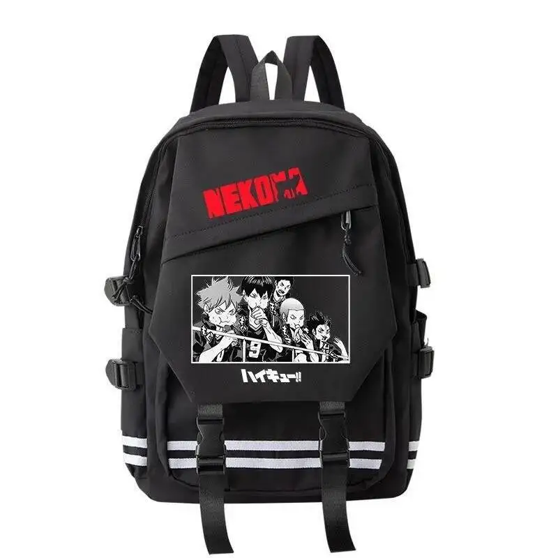 أنيمي لعبة أسود أبيض Haikyuu طالب المراهقين الحقائب المدرسية سعة كبيرة Mochilas حقائب الظهر للهدايا