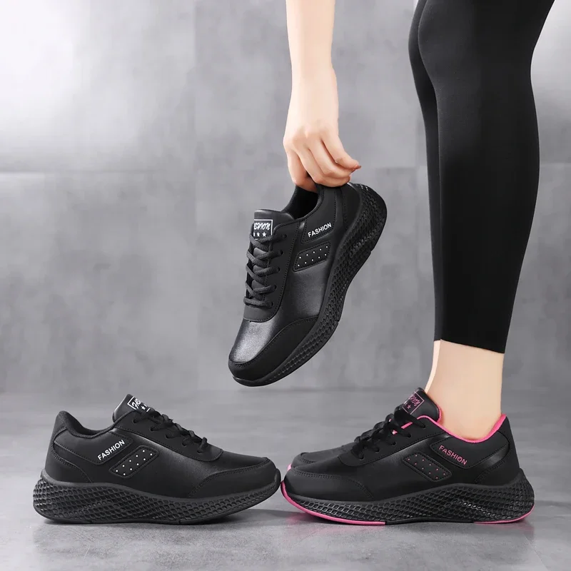 Women Comfortab Non-slip Designer Casual Sneakers Ladies Sport Jogging Shoe   Fashion High Quality Leather Running Shoes