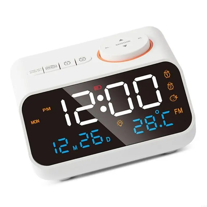 

Digital Table Clock Bedside Clock Voice Control Activation with Calendar Radio