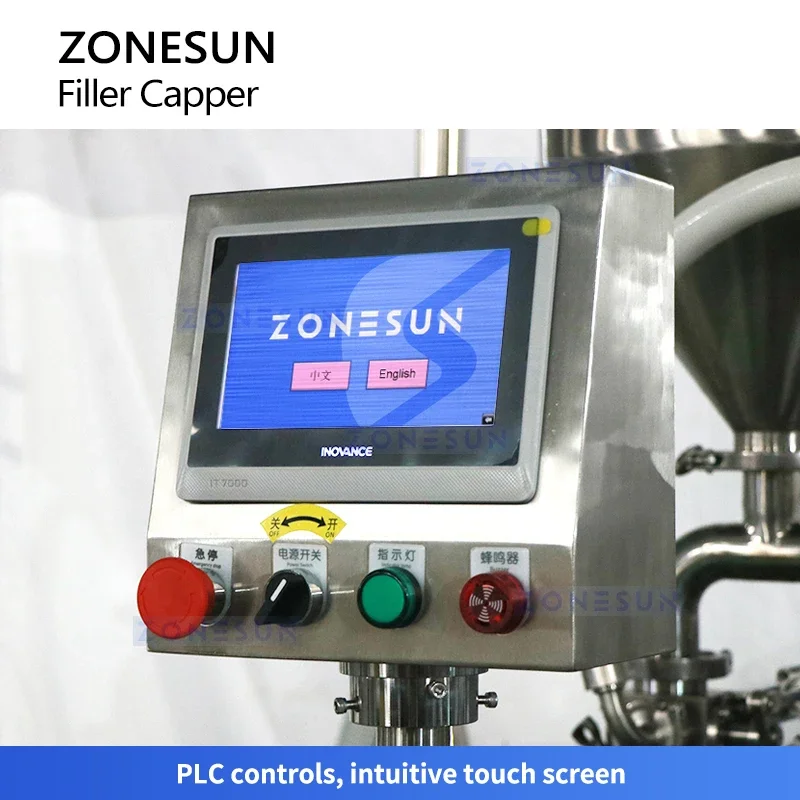 Zonesun-máquina automática de llenado y tapado de líquidos gruesos, monobloque, envasadora rotativa, ZS-AFC34