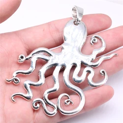 WYSIWYG 1pcs Charms 88x86mm Big Octopus Pendant Charms For Jewelry Making Antique Silver Color Octopus Pendant