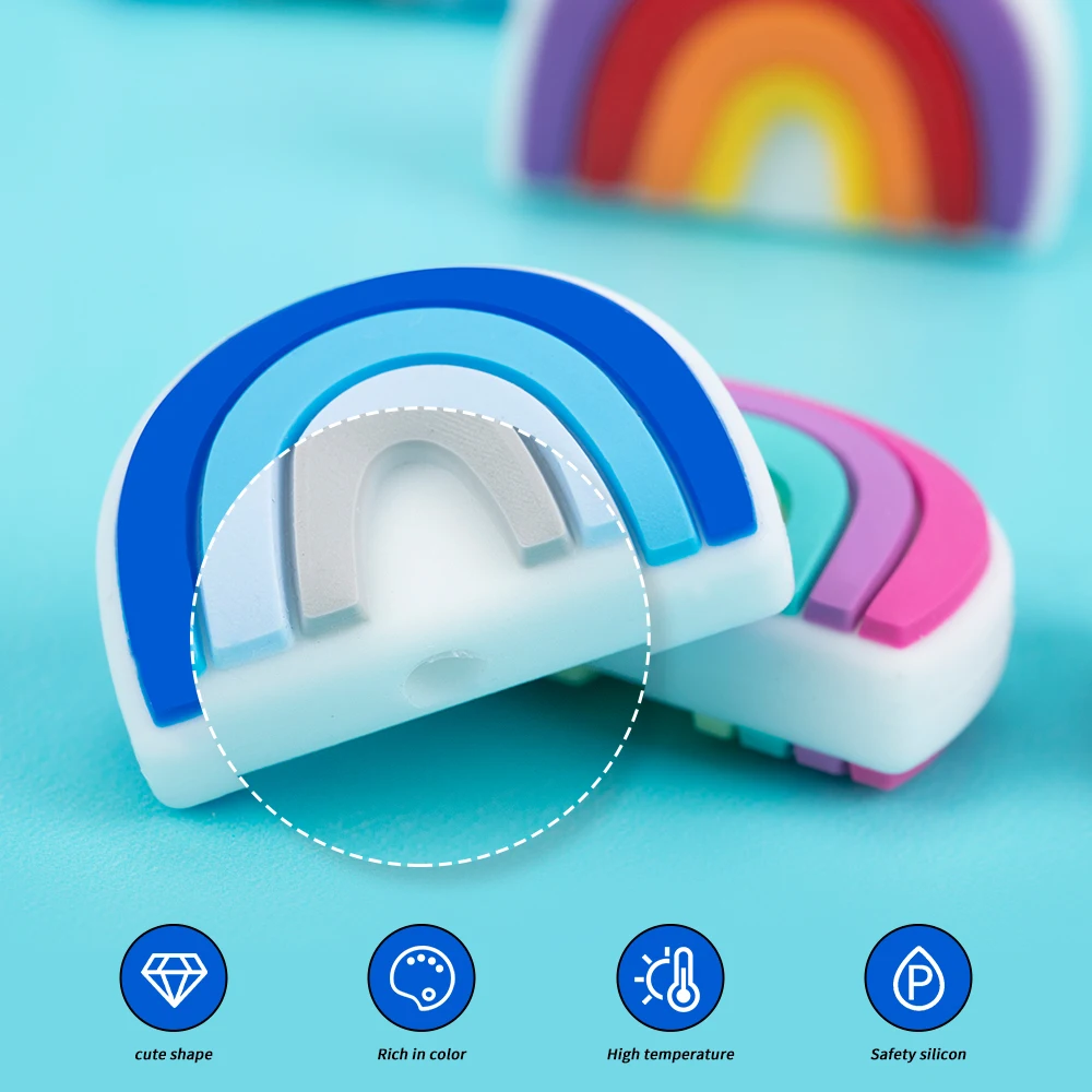 5/10/20 stücke Heißer verkauf Regenbogen Silikon Fokus Perlen Für Schmuck Machen DIY Halskette Armband Ohrringe Schlüsselbund etc Zubehör