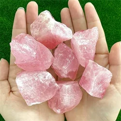 1/7pcs Natural Raw Rose Quartz Crystal, Tumbled Stone Rough Gravel Chips For Healing