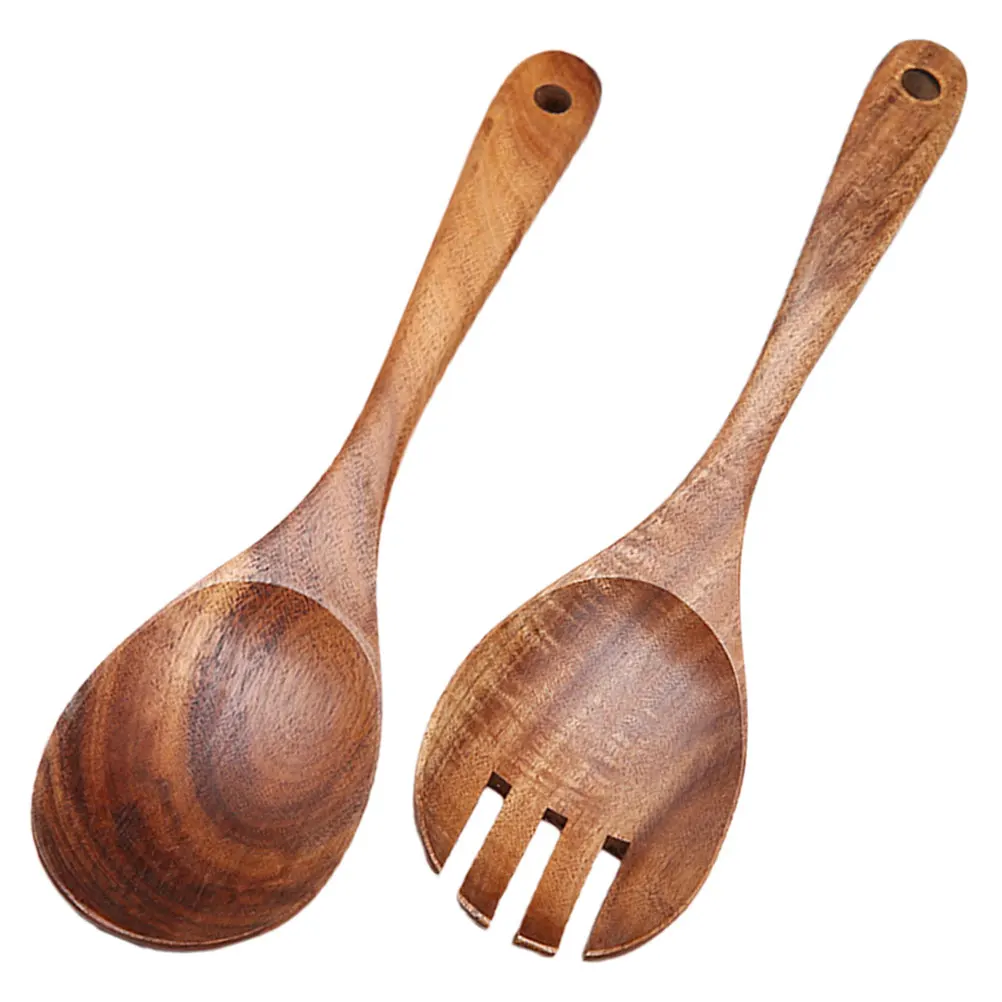 

Wooden Spoon Fork Slotted Serving Spoons Mixing Cooking Salad Utensils Kitchen Tool