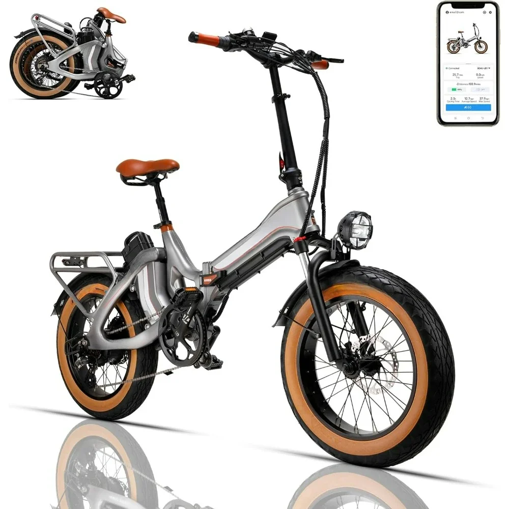 

Electric Bike for Adults 1400W Motor, 48V 29AH Removable Battery, 20" Fat Tire Foldable EBike Up To 28MPH, Folding Electric Bike