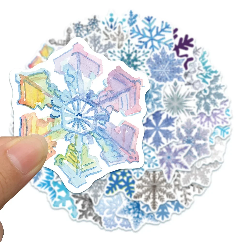 50PCS Winter Snowflakes PVC Graffiti Sticker Phone Aesthetic Decoracion Scrapbooking Accessories Child Sticker Flakes