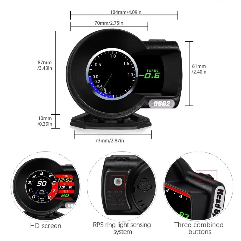 

New Car HUD OBT2 GPS Smart Speed Control Screen Hud F8plus Digital Interface Metro Turbine Test Brake OBT Scranner