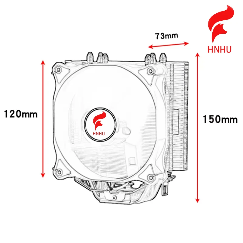 CPU Heatsink 4 Copper Tubes 12cm Luminous 1700CPU Fan B85 Air-cooled PWM1200 I7