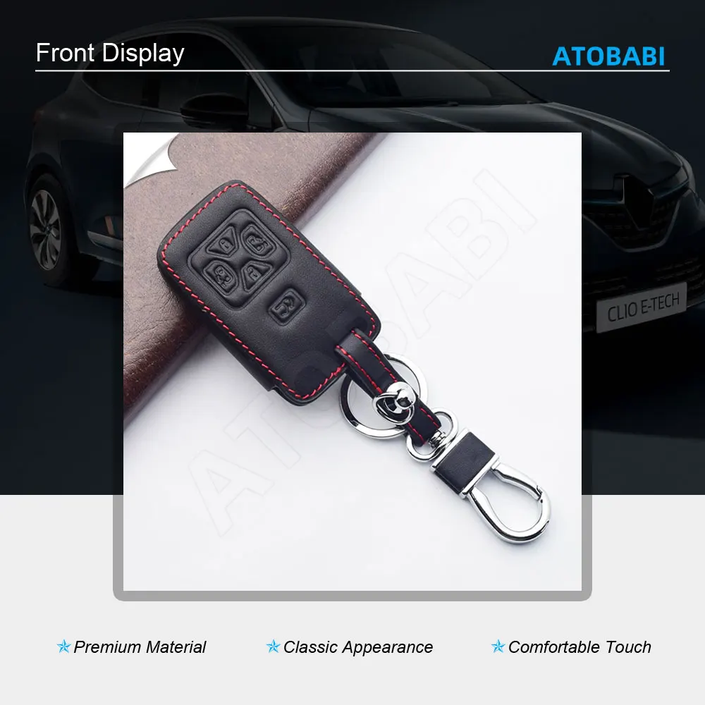 Leather Car Key Cover For Toyota Estima Alphard Vellfire Previa 2010-2015 5 Buttons Keychain Smart Remote Fob Protector Case