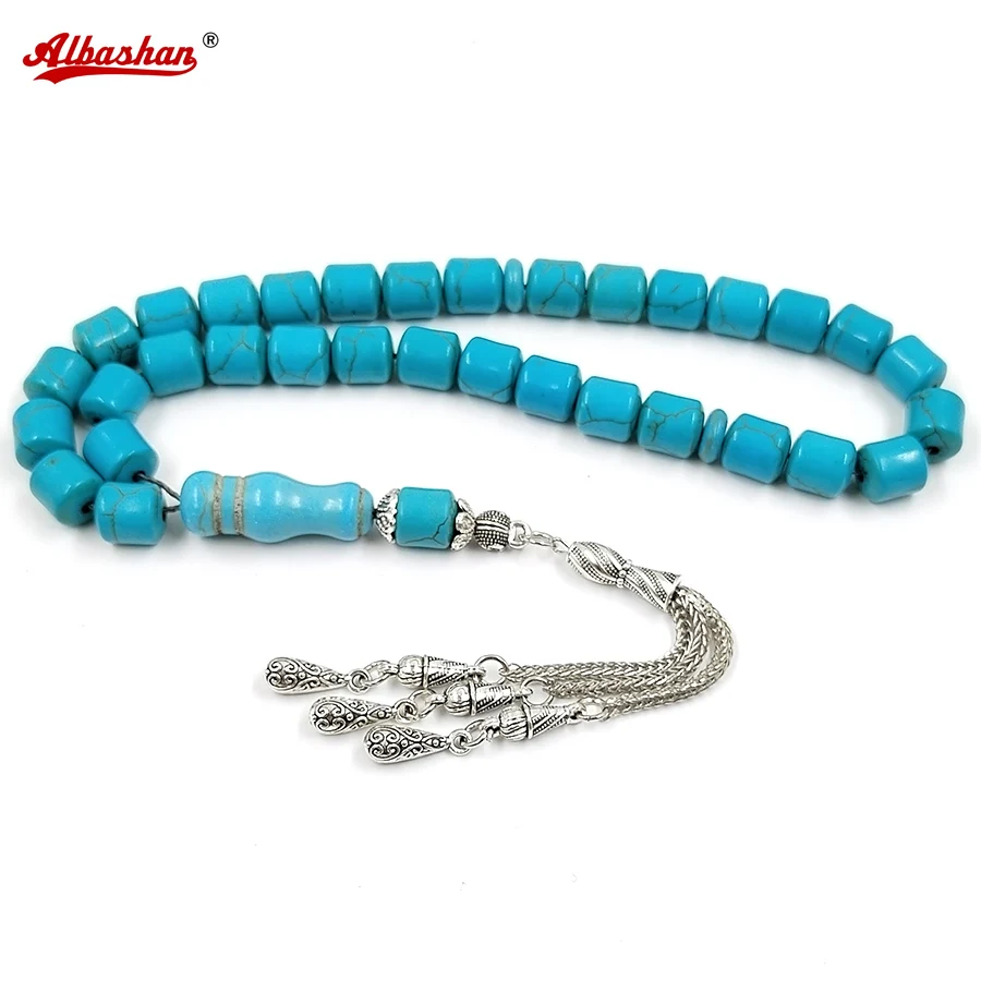 Tasbih blue Turquoise Muslim Barrel type 33 45 51 99 100 Prayer Beads bracelet islamic gift Misbaha