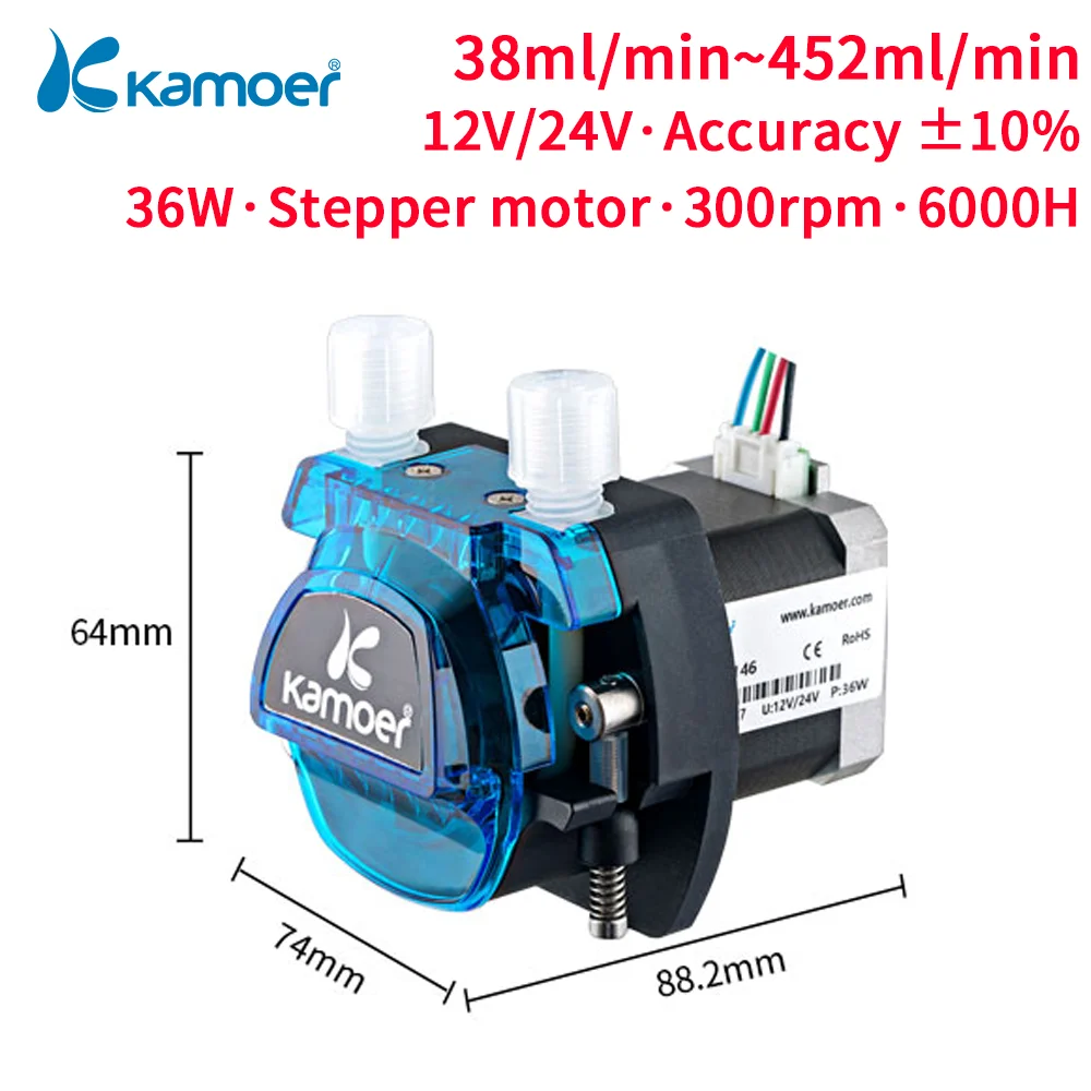 

Kamoer 420ml/min KCM High Flow Peristaltic Pump 24V Stepper Motor Liquid Transfer Pump Self-Priming Pump with BPT tubing for Lab