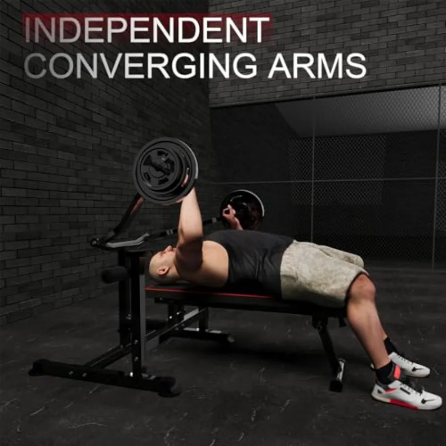 آلة ضغط مقاعد البدلاء في صالة الألعاب الرياضية المنزلية معدات مقاعد البدلاء مع أذرع تحويل مستقلة قابلة للتعديل مقعد منحدر مسطح لـ C